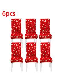 1pc 160gsm Christmas Chair Cover, Elastic Dining Chair Slipcover, Washable Spandex Kitchen Removable Seat Protector, Suitable For Home Or Party - Multicolor - View 20