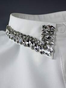 1 pièce col détachable de luxe haute qualité avec strass brillants, accessoire de mode élégant et polyvalent pour blouse, convient pour le printemps, l'été, l'automne et l'hiver