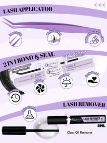 154PCS-C-Curl Fairy Lash Clusters Kit 10-18mm Manga Eyelash Clusters, DIY Eyelash Extensions Kit Wet-Look Spiky Anime Lashes Individual Fake Eyelashes Clusters Kit Ultra-Thin Invisible Lash Band - 黑色 - 查看 6