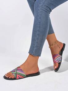 Damskie nowe letnie klapki wsuwane w stylu boho, swobodne, wygodne, oddychające, lekkie sandały - Wielokolorowe - Zobacz 6