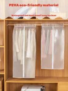 1 tấm phủ chống bụi quần áo dọc trong suốt, túi đựng quần áo tiết kiệm không gian, có khóa kéo ở đáy, chất liệu PEVA, túi đựng quần áo có khóa kéo gấp lại có thể tái sử dụng, áo khoác vest, áo khoác cotton, đồ ngủ, áo khoác, nhiều loại túi đựng quần áo, túi đựng quần áo chống bụi và chống thấm nước, tủ quần áo, sử dụng trong phòng ngủ - Nhiều màu - Xem 5