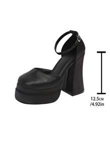 2024 New Spring/Autumn High Heel Sandals, Korean Style Peep-Toe Chunky Heel Mary Janes For Women