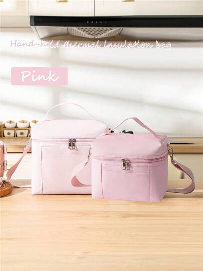 1 件隔热午餐袋，防水防尘，大容量便携式保温午餐盒，手持式和肩带，适用于户外野餐、工作和学校户外沙滩配件野餐家居必需品返校用品工作包露营包小午餐盒午餐包女士教师野餐包旅行冷藏包教室冷藏包野餐包便当女士午餐盒包女士学校包学校配件学校用品