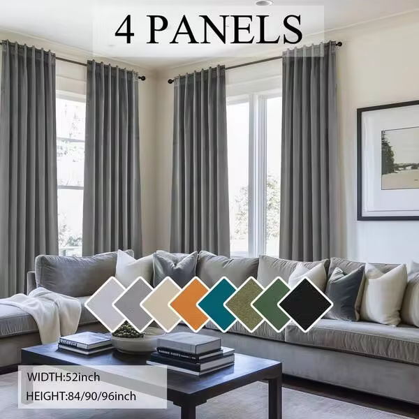 4 Panels Velvet Curtains Olive Green Blackout Elegant Rod Pocket Warm Curtains Room Darkening Curtains In Winter For Living Room Bedroom Privacy Decor Machine Washable