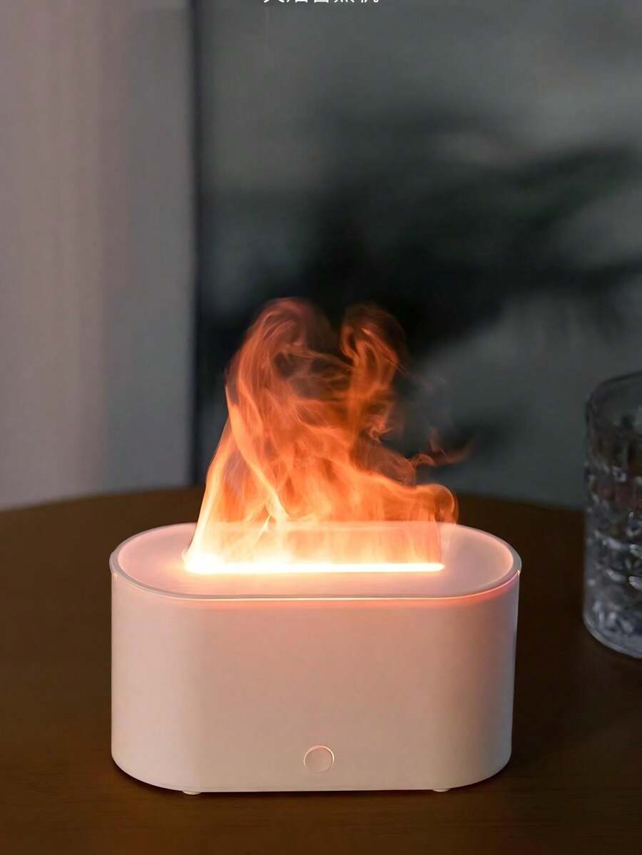 1pc 130mL Mini 7Color Gradient Flame Aroma Diffuser, Simpel Tabletop