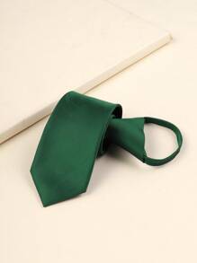 1pc Solid Color Lightweight Business Casual Neck Tie, All-Season Polyester Woven Fabric Men Necktie - Green - View 3
