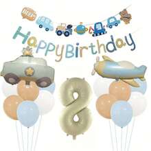 Vintage Car & Airplane Theme Party Decor Set, Numbers 1-9, Suitable For Birthday Party, Celebration And Photo Backdrop - Multicolor - View 9