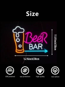 1pc Neon Sign LED Decorative Light, USB Powered, Suitable For Bar, Bedroom, Party, Club, Man Cave, Nightclub, Retail Store