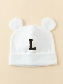 1 件儿童针织无檐小便帽，带 26 个英文字母耳朵，男女通用婴儿男孩女孩保暖透气 Y2K 时尚休闲帽，适合秋冬日常穿着，服装 - 白色 - 查看 48