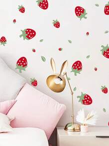 情人节装饰乙烯基贴花、情人节房间装饰墙贴、1 件红色创意草莓装饰墙贴，适用于房间/卧室可移除壁纸（4 件/套）、贴纸、墙贴、家居装饰乙烯基贴花、春季装饰品让您的家焕然一新、Rama 装饰贴纸 - 彩色 - 查看 4