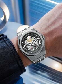 Men's Waterproof Quartz Watch With Calendar And Night Light, Fashionable Business Wristwatch (Comes With 1 Watch Link Removal Tool) - Silver - View 4