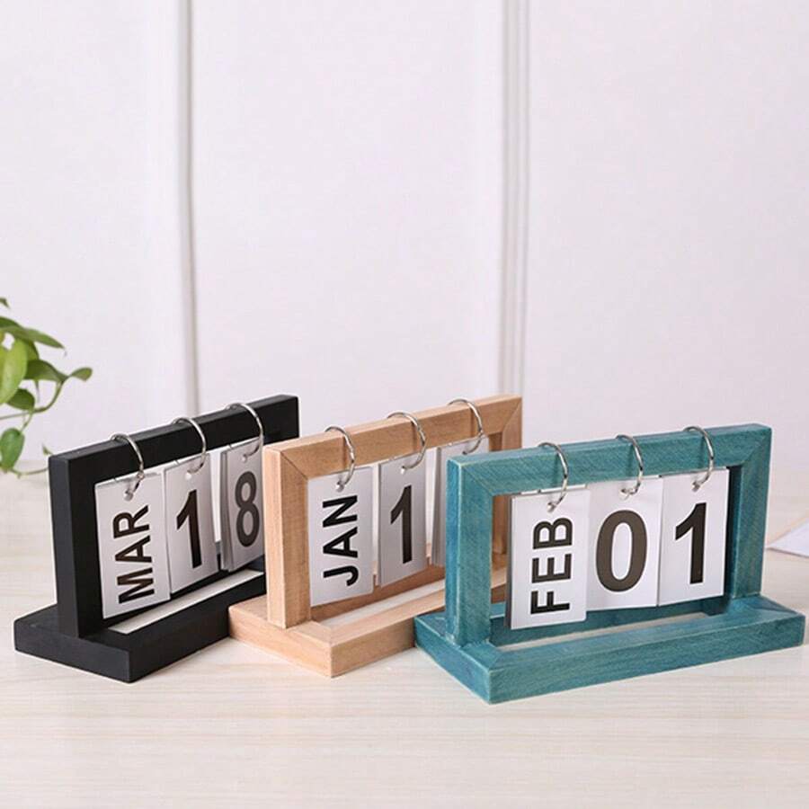 1 tờ Lịch gỗ tối giản, Quà tặng trang trí nhà cửa, Lịch vạn niên để bàn, Thích hợp làm quà tặng tiệc - Nhiều màu - Xem 1