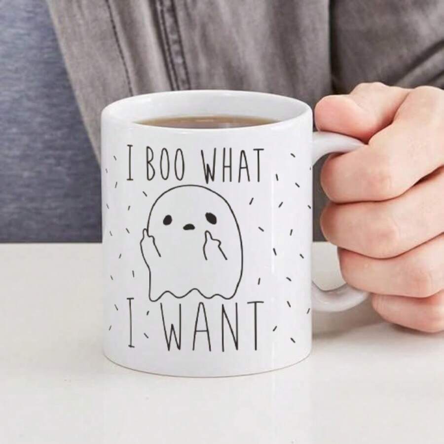 Taza de café de fantasma de Halloween - Tazas de café divertidas para adultos, taza de café cerámica con impresión doble cara de temática fantasmal como regalo de Halloween para familia, hermanas, amigos, parejas, novias, 11oz - 1 - Ver 1