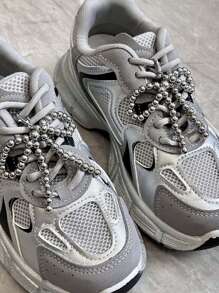 1 件圣诞节新款韩式简约仿珍珠黑丝带蝴蝶结鞋配饰，仿珍珠蝴蝶结包包装饰 DIY 配饰