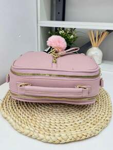 Women's Crossbody Shoulder Bag, Detachable And Adjustable Straps. With 2 Keychains - 淺粉色 - 查看 5