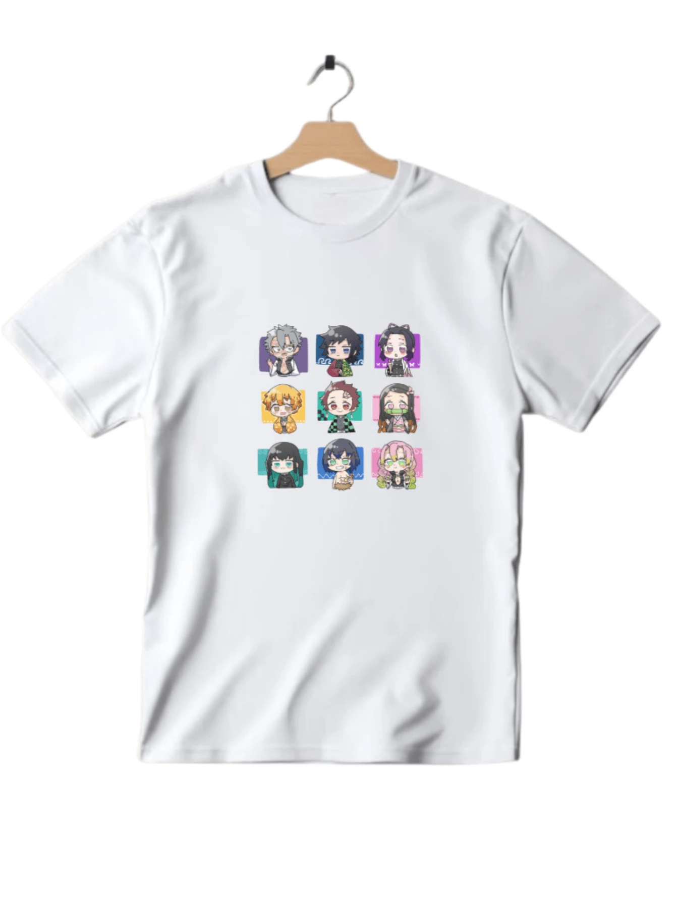 OVERSIZE T-Shirt Unisex 100% Cotton Premium Streetwear Chibi Anime Kimetsu Characters New Release Fast Shipping - 白色 - 查看 1