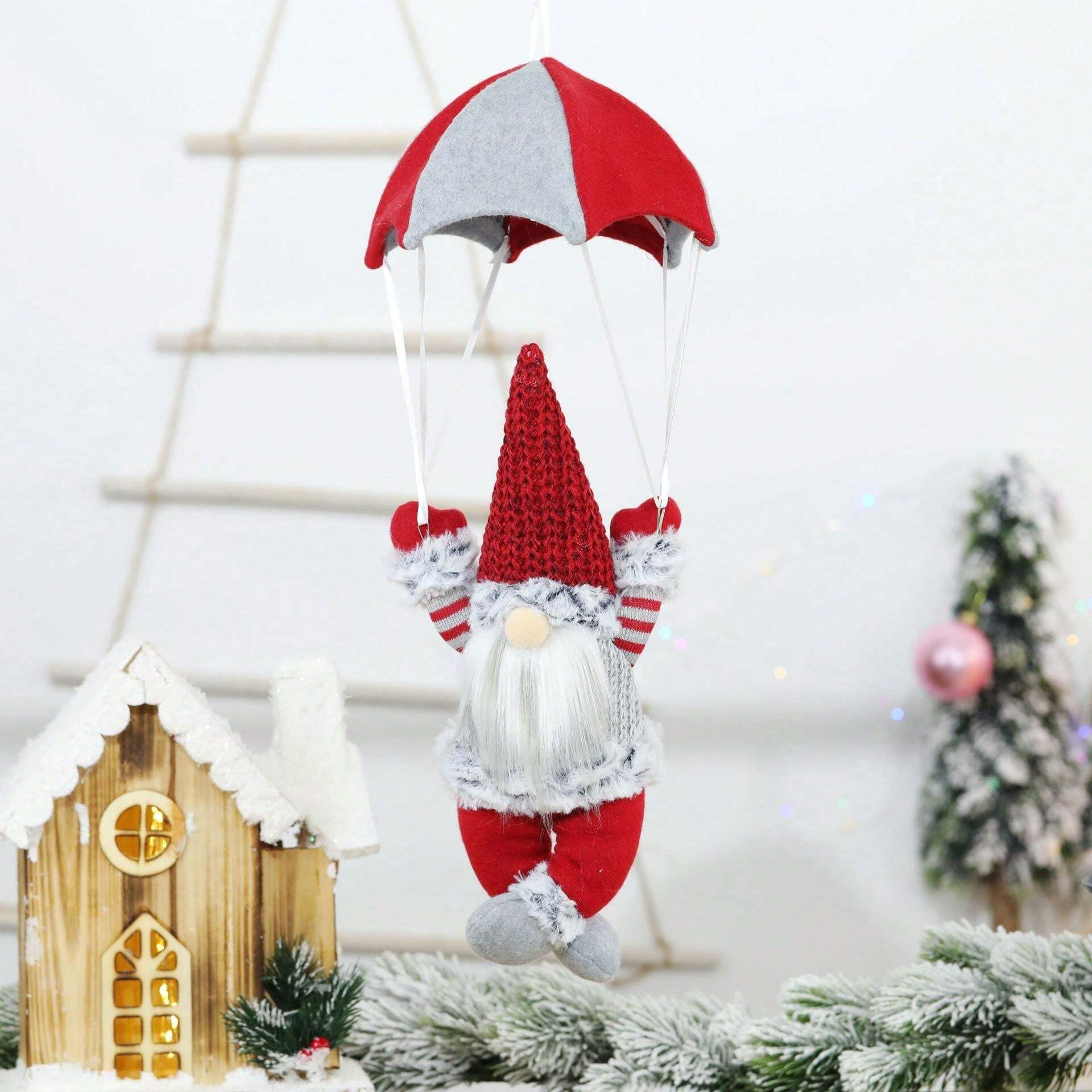 Christmas Faceless Skydiving Santa Claus Parachute Decoration, For