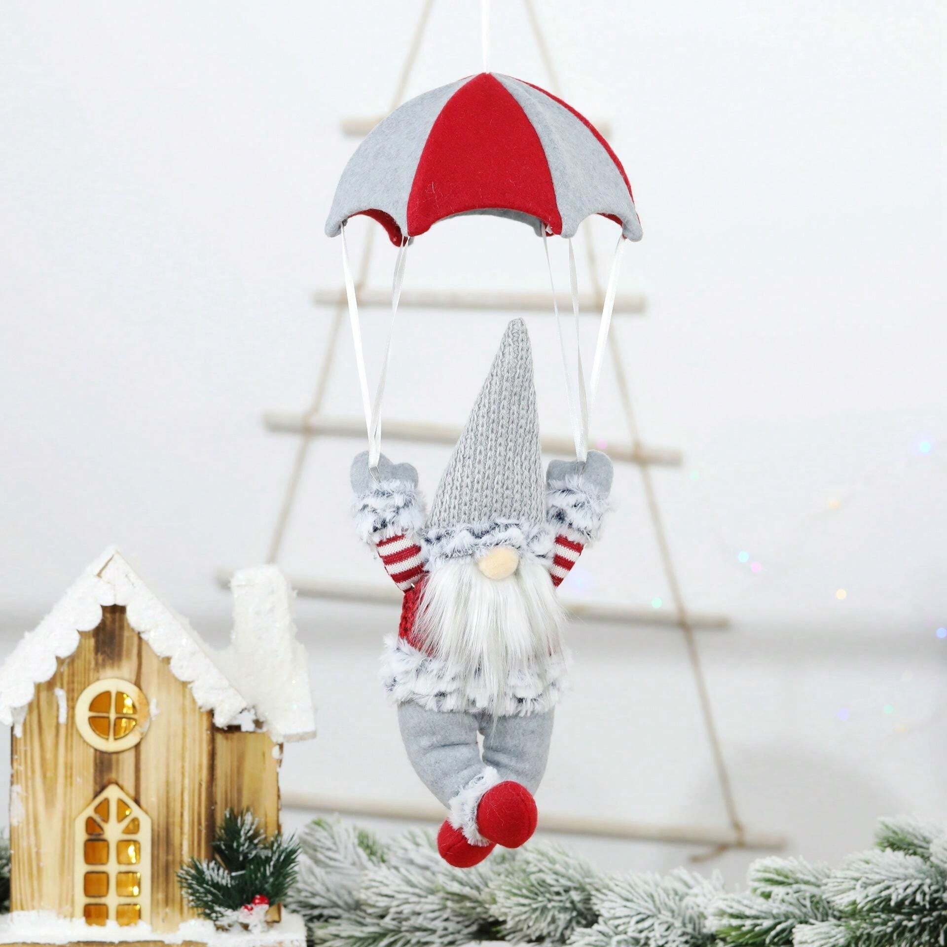 Christmas Faceless Skydiving Santa Claus Parachute Decoration, For