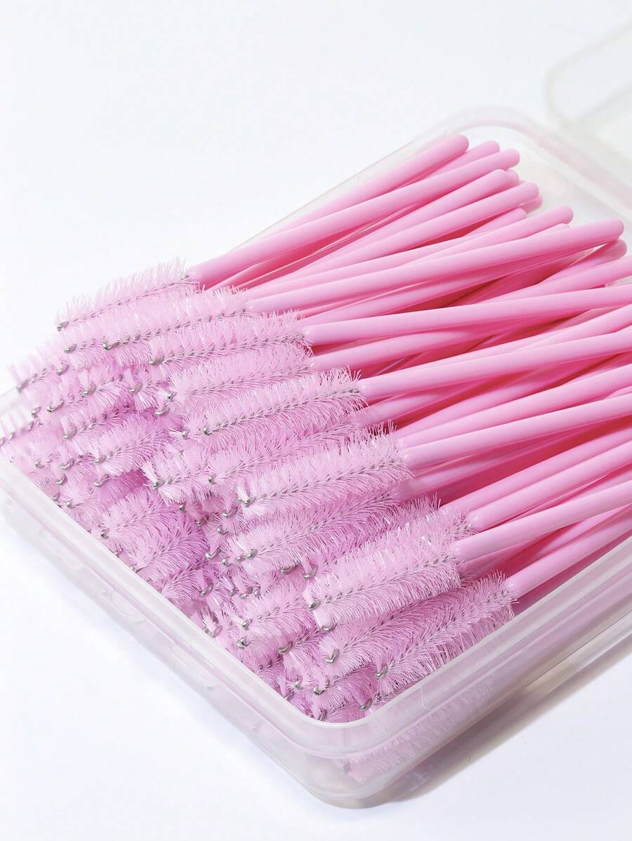100 cái/hộp Mascara dùng một lần, Cuộn cọ chải mi bằng sợi nylon, Dụng cụ nối dài lông mày kèm hộp đựng, Phù hợp với da thường - Màu hồng và trong suốt Hộp đựng di động - Nhiều màu - Xem 1