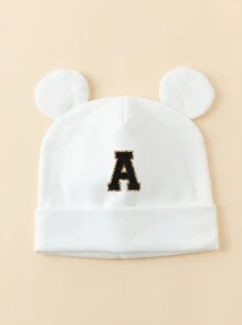 1 件儿童针织无檐小便帽，带 26 个英文字母耳朵，男女通用婴儿男孩女孩保暖透气 Y2K 时尚休闲帽，适合秋冬日常穿着，服装 - 白色 - 查看 4