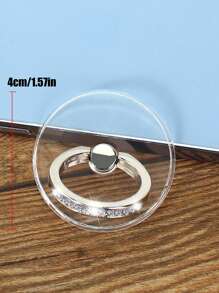 1pc Transparent Rhinestone Circular Ring Phone Holder, Adhesive Slouchy Phone Stand, Multi-Color - Multicolor - View 2