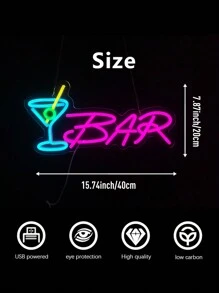 1pc Neon Sign LED Decorative Light, USB Powered, Suitable For Bar, Bedroom, Party, Club, Man Cave, Nightclub, Retail Store