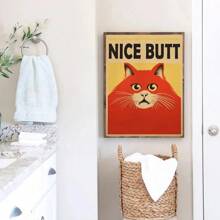 1 st Ben je aan het poepen Badkamerbord Grappige kattencitaten Poster Canvas Schilderij Cartoon Muurkunst Foto's Retro Toilet Huiskamer Decor Geen lijst