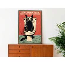 1 st Ben je aan het poepen Badkamerbord Grappige kattencitaten Poster Canvas Schilderij Cartoon Muurkunst Foto's Retro Toilet Huiskamer Decor Geen lijst