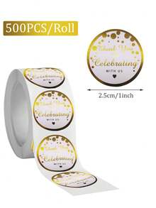 500 cái/cuộn Nhãn dán hình tròn cảm ơn màu vàng, Trang trí bao bì quà tặng cho tiệc cưới, Nhãn dán niêm phong - Nhiều màu - Xem 2