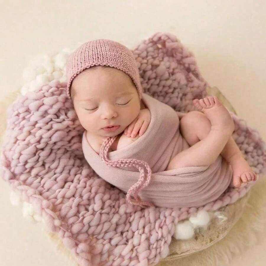 Newborn Photography Props Backdrop Blanket Stretchable Soft Knitted