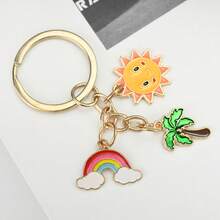 1 件套卡通时尚太阳彩虹和迷你棕榈树钥匙扣，多功能 DIY 迷你棕榈树彩虹组合吊坠，适合作为小礼物装饰 - 彩色 - 查看 3