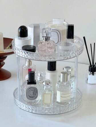 Organizer multi livello da tavolo girevole trasparente per cosmetici e prodotti di bellezza, vassoio espositivo per il trucco, decorazione natalizia per la casa, vassoio in legno, stile vintage, vaso per fiori, piatti, vassoio decorativo, tavolo da caffè, ornamenti per la casa, neri, vassoio da bracciolo del divano, vibrazioni boho, per vacanze al mare, collezione per il bagno, collezione per la camera da letto, grande capacità