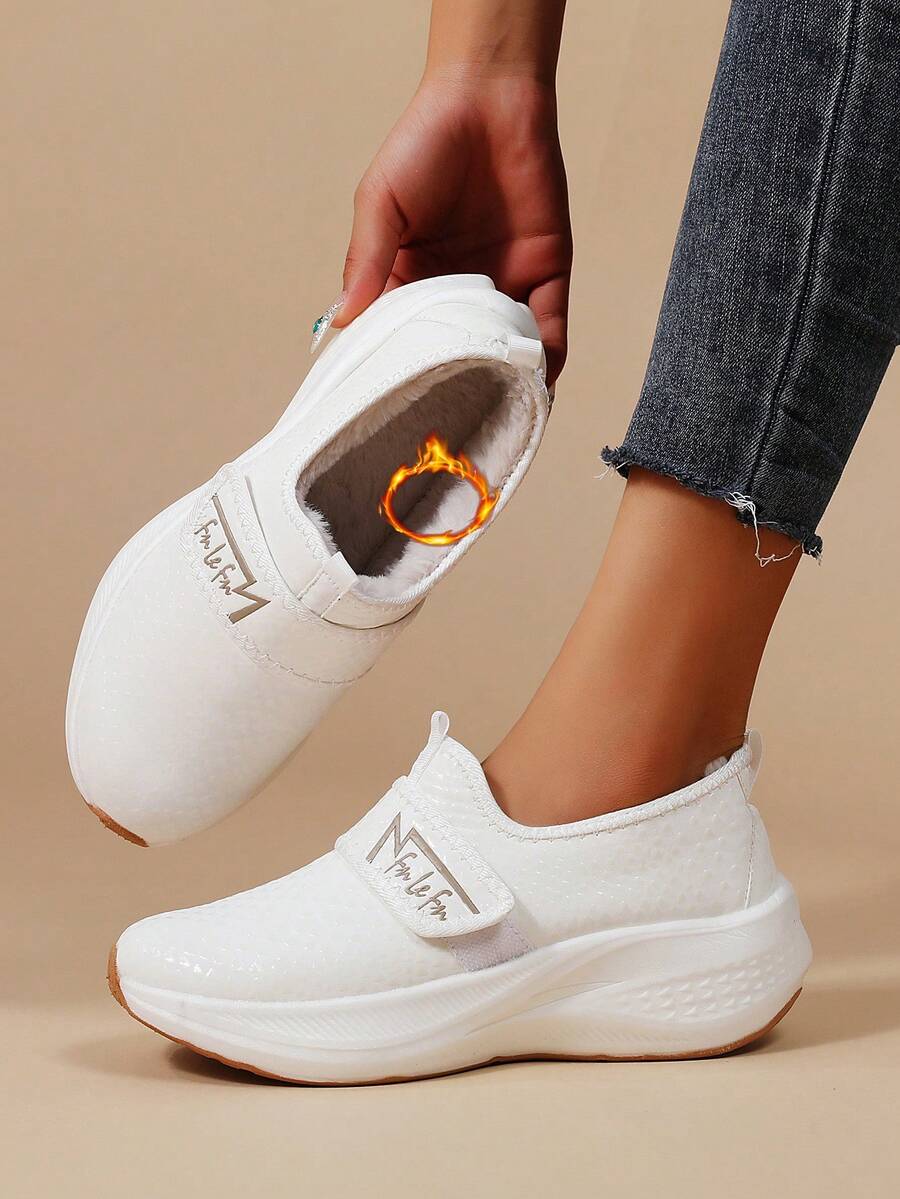 厚底女式超大冬季雪地靴，带毛绒衬里，防滑舒适 Agam 运动鞋，白色 - 白色 - 查看 1