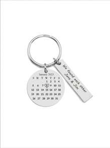 Móc khóa lịch tùy chỉnh thời trang cho nam nữ, Móc khóa lịch khắc, Lịch ngày đặc biệt tùy chỉnh cụm từ cá nhân hóa Móc khóa hình vuông, Móc khóa cá nhân hóa cho cặp đôi, Quà tặng Giáng sinh/Kỷ niệm/Sinh nhật Kỷ niệm, Món quà tuyệt vời nhất cho anh ấy/cô ấy - Bạc - Xem 2