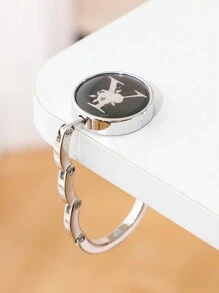 1 pieza Soporte plegable de metal con letra inicial - Diseño floral de letra, Soporte de cartera de escritorio, Estantería de moda para bolsos y Organizador de escritorio de oficina para damas - gancho de letra negro - Ver 7