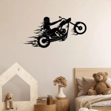 HELLOYOUNG 1 件“摩托车女孩”金属墙饰，适用于车库、客厅、卧室、酒吧和其他空间。易于安装。最佳礼物 - 彩色 - 查看 3