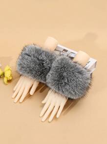 Autumn/Winter Fashion New Fluffy Soft Fluffy Outdoor Windproof Warm Women Arm Sleeves, Solid Color Cute Casual Polyester Arm Warmers For Sports, Leisure, Outings And Festivals