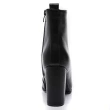 Women's Plain Side Zipper Chunky Heel Simple Ankle Boots, Casual Everyday Wear - Black - 1 - View 7