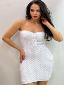 Women's Short Dress Scale Fashion Blogger - 白色 - 查看 1