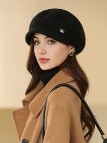 1 件装女士纯色贝雷帽，保暖防风，适合妈妈，时尚百搭兔毛针织帽，适合户外散步 - 彩色 - 查看 14