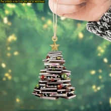5 món đồ trang trí cây thông Noel, đồ trang trí sách xếp chồng, đồ trang trí kệ sách cổ điển, thích hợp để trang trí cây thông Noel, đồ trang trí tiệc Giáng sinh - Nhiều màu - Xem 17