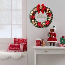 Miếng dán tường hình vòng hoa Giáng sinh có bướm, hoa đỏ, nơ để trang trí - nhiều màu - Xem 6