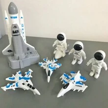 3pcs Inertial Gliding Fighter Jet, Space Station, Rocket Launcher Spacecraft Toy, Suitable As Birthday, Holiday, Halloween, Christmas Gift For Children - Multicolor - View 2