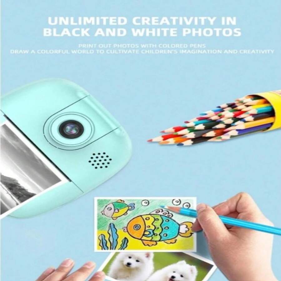 Kids Instant Print Thermal Camera With Refill 3 Rolls Of Thermal Paper