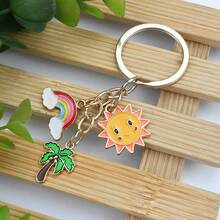 1 件套卡通时尚太阳彩虹和迷你棕榈树钥匙扣，多功能 DIY 迷你棕榈树彩虹组合吊坠，适合作为小礼物装饰 - 彩色 - 查看 4