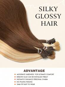 I Tip Hair Extensions Human Hair Extensions Nature Black Color Straight Remy Human Hair Keratin Capsule Extensions Invisible I Tip Human Hair Extensions - S1B - View 5