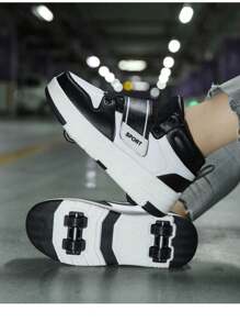 Kids Roller Skate Shoes With 4 Wheels, Detachable Wheels, Fashion Rollerskates For Boys And Teenagers