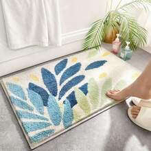 1 tấm thảm phòng tắm bằng vải cashmere siêu mềm có họa tiết lá - Chống trượt, Có thể giặt bằng máy, Khô nhanh, Thích hợp cho vòi sen và bồn tắm, Thoải mái, Thảm trải sàn trang trí - Nhiều màu - Xem 9