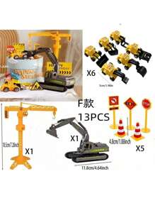 11PCS Mini Construction Vehicle Cake Decoration Set Truck Cake Decoration Construction Birthday Party Supplies 6 Construction Truck Toys 5 Road Sign Decorations,Christmas