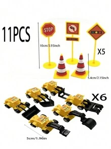 11PCS Mini Construction Vehicle Cake Decoration Set Truck Cake Decoration Construction Birthday Party Supplies 6 Construction Truck Toys 5 Road Sign Decorations,Christmas